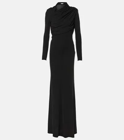 Fforme Joy Pleated Jersey Maxi Dress In Black