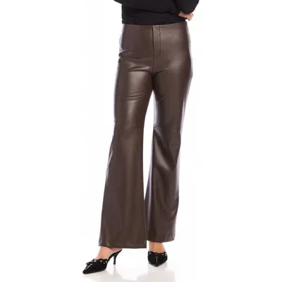 Fifteen Twenty Finley High Waist Faux Leather Bootcut Pants In Brown