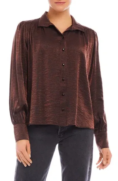 Fifteen Twenty Sienna Long Sleeve Button-up Shirt In Brown