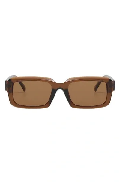 Fifth & Ninth Danni 70mm Oversize Polarized Rectangular Sunglasses In Brown