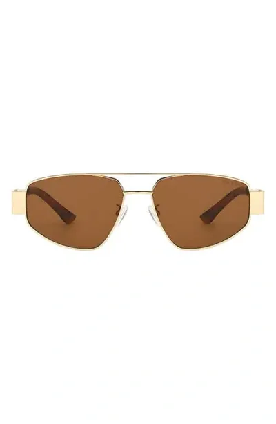 Fifth & Ninth Taylor 58mm Polarized Aviator Sunglasses In Brown