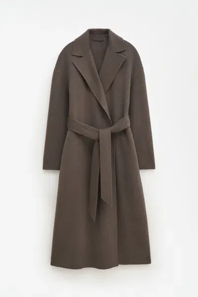 Filippa K Belted Double Face Wool Coat In Green