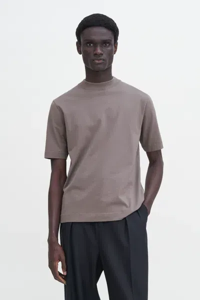 Filippa K Mock Neck Cotton Tee In Purple