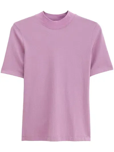 Filippa K Mock-neck T-shirt In Purple