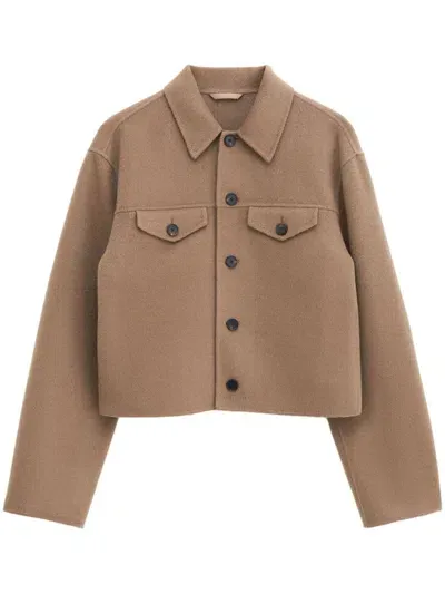 Filippa K Short Wool Cashmere Jacket In Brown