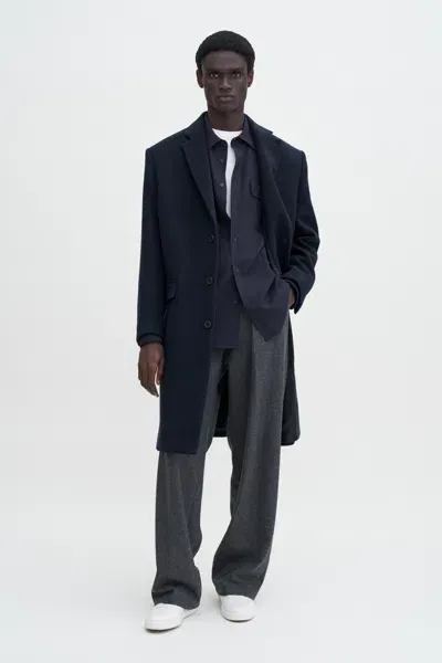 Filippa K Relaxed Wool Crombie Coat In Blue