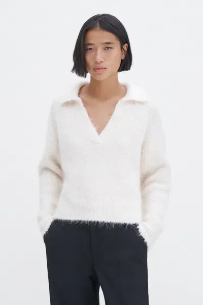 Filippa K Soft Alpaca Polo Sweater In White