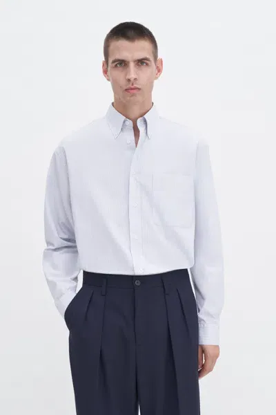 Filippa K Stripe Button Down Shirt In Blue