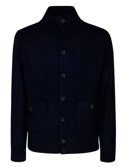 Filippo De Laurentiis Button Cardigan Wool Cashmere In Navy