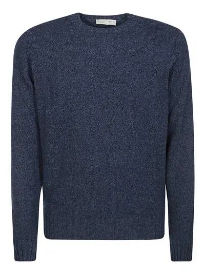 Filippo De Laurentiis Crewneck Wool Cashmere In Blue