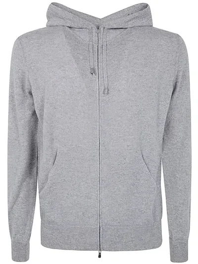 Filippo De Laurentiis Long Sleeves Cashmere Wool Full Zip Hoodie In White