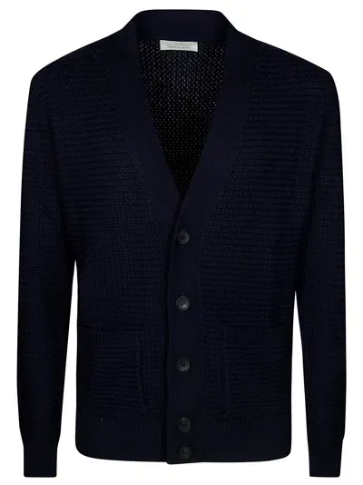 Filippo De Laurentis Cardigan Micro Treccia In Blue