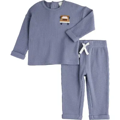 Firsts By Petit Lem Babies'  Take Me Home Thermal Top & Pants In Blue