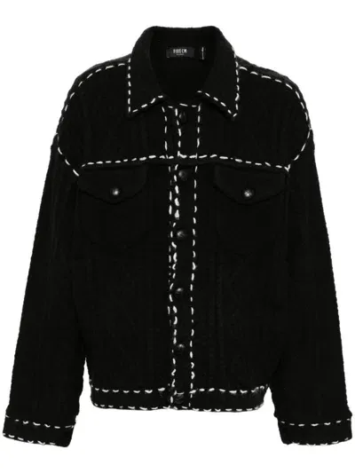 Five Cm Cable-knit Cardigan In Black