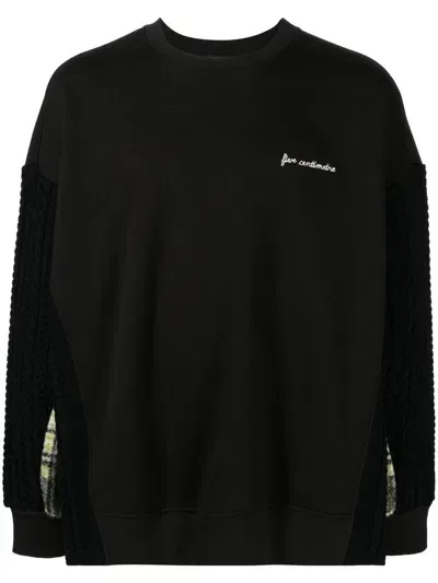 Five Cm Hybrid Logo-embroidered Sweatshirt In Black