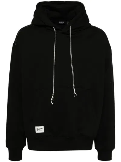 Five Cm Tonal Stitching Hoodie In Black