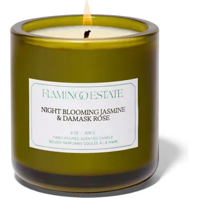 Flamingo Estate Night Blooming Jasmine & Damask Rose Candle In Green