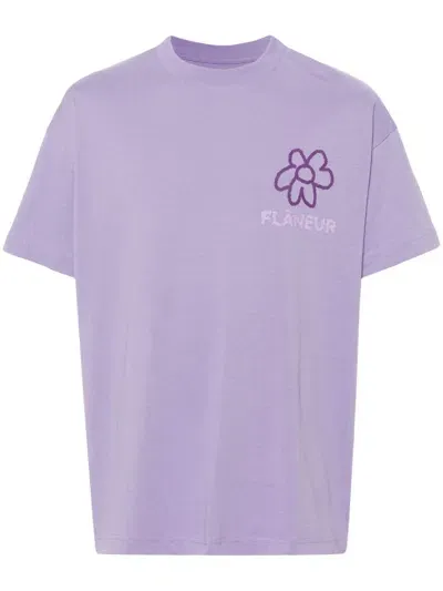 Flâneur Flower Doodle T-shirt In Purple