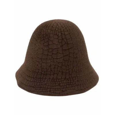 Flapper Cracked-texture Bucket Hat In Brown