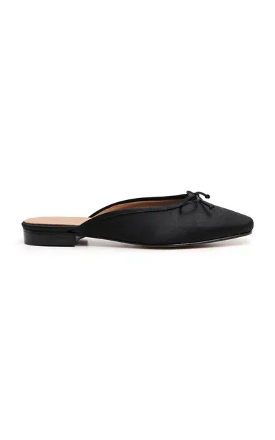 Flattered Malva Satin Ballet Mules In Black