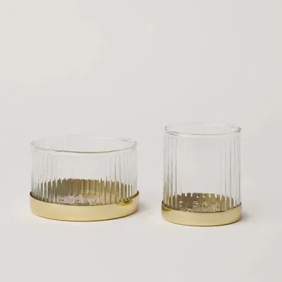 Fleck Fluted Glass Votive Set In Clear