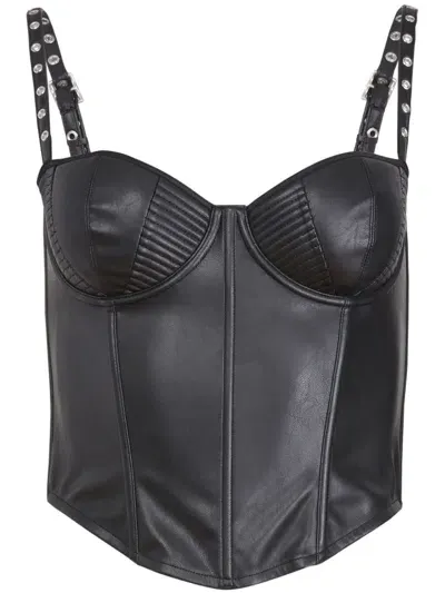 Fleur Du Mal Grommet Bustier Top In Black