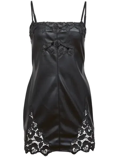 Fleur Du Mal Guipure Embroidery Mini Dress In Black