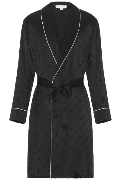 Fleur Du Mal Men's Silk Jacquard Robe In Black