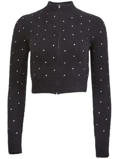 Fleur Du Mal Rhinestone-embellished Cardigan In Black