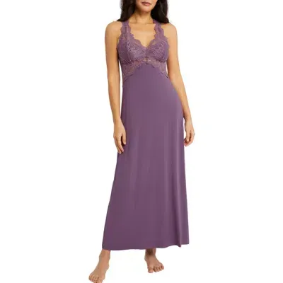 Fleur't Belle Époque Lace Trim Knit Nightgown In Iris