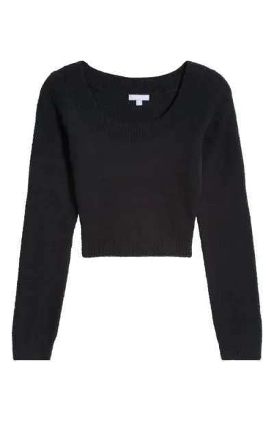 Florence By Mills Fuzzy Crop Sweater In Black