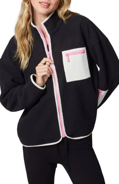 Florence By Mills High Pile Fleece Jacket In Black