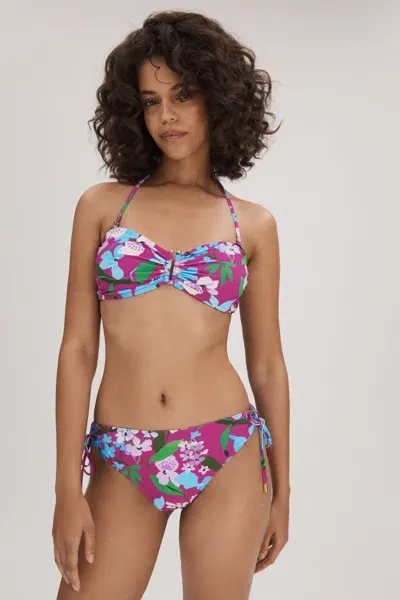 Florere Printed Ruched Bikini Bottoms In Multi