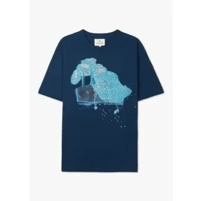 Folk Mens Blossom Print Tee In Navy In Blue