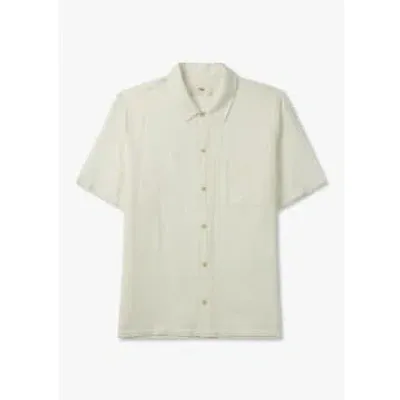 Folk Mens Gabe Shirt In Ecru Linen Grid In Neutrals