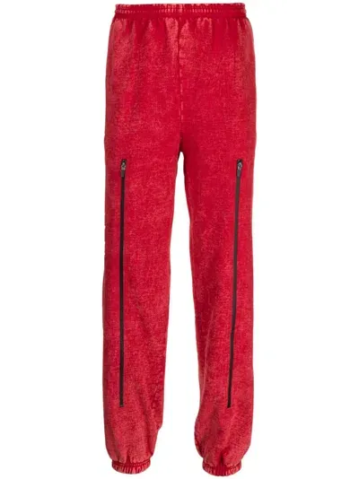 Foo And Foo Zip-detail Cotton Straight-leg Trousers In Red