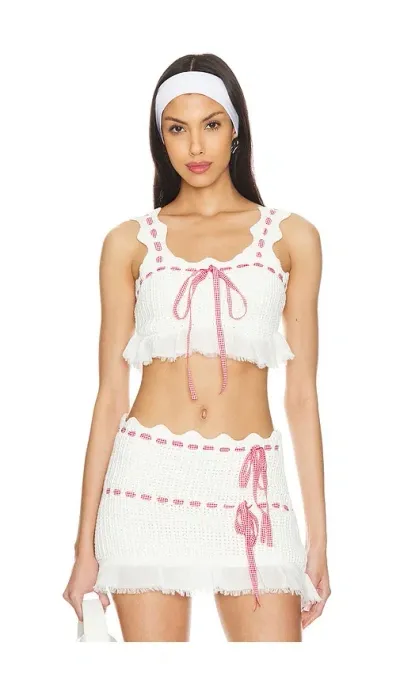 For Love & Lemons Sora Top In White