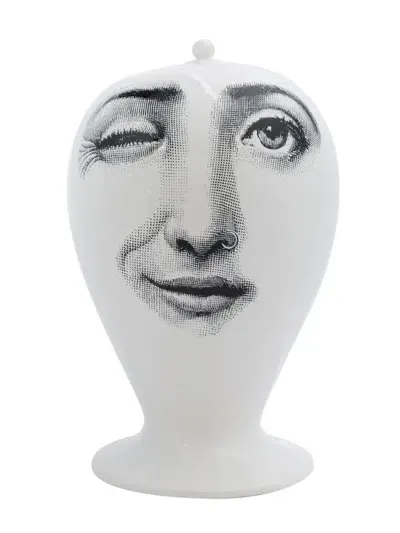 Fornasetti Face Print Vase In White