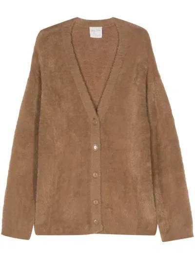 Forte Forte Brushed Buttoned Cardigan In Brown