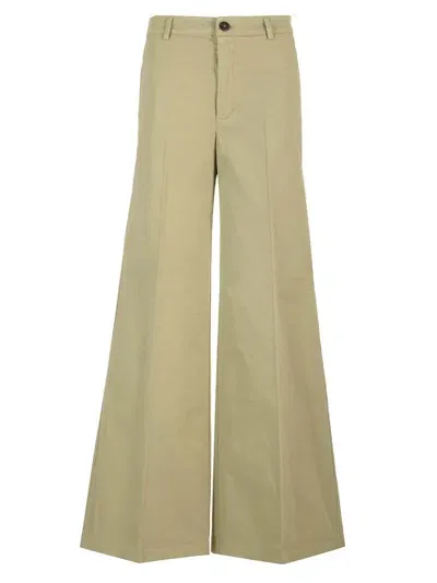 Forte Forte Cotton Twill Flared Trousers In Green