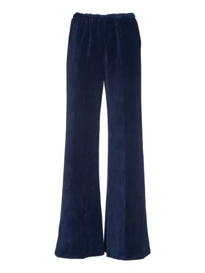 Forte Forte Elastic Waist Flared Knit Trousers In Ink