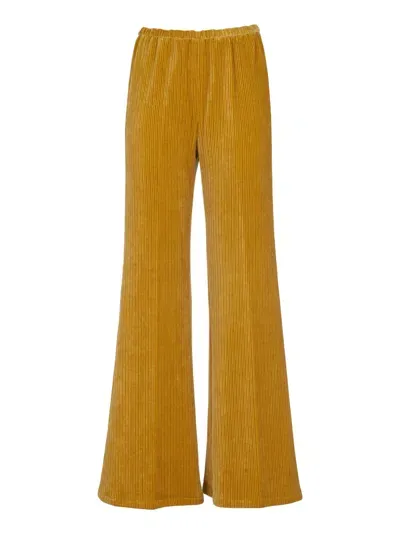 Forte Forte Elastic Waist Flared Knit Trousers In Oil