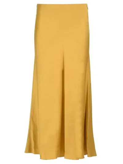 Forte Forte Enver Zipped Satin Midi Skirt In Yellow