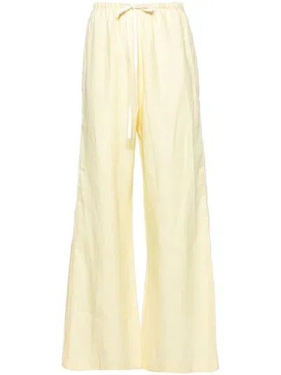 Forte Forte Linen Palazzo Trousers In Yellow