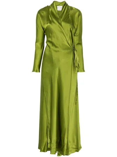 Forte Forte Forte_forte Silk Satin Crossover Dress Clothing In Green