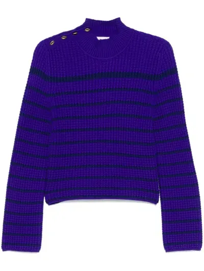 Forte Forte High-neck Striped Sweater In Blue