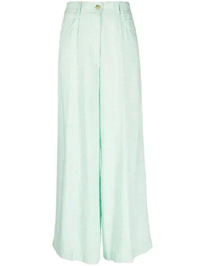 Forte Forte High-waisted Wide-leg Trousers In Green