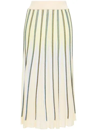 Forte Forte Striped Pointelle-knit Skirt In Yellow