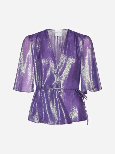 Forte Forte Chiffon Silk Cross Top In Purple