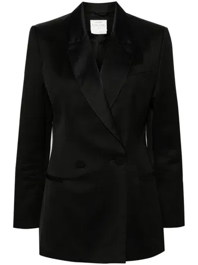 Forte Forte Forte_forte Blazer In Viscose And Wool With Shiny Lapels In Black